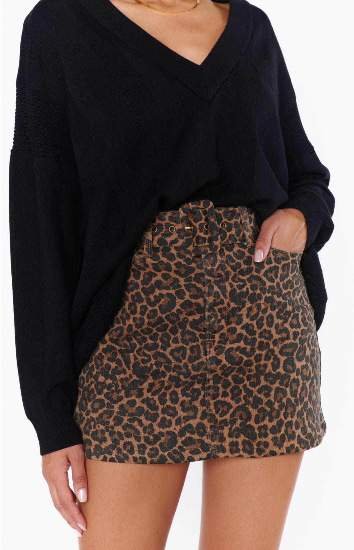 Tyra Belted Leopard Skirt