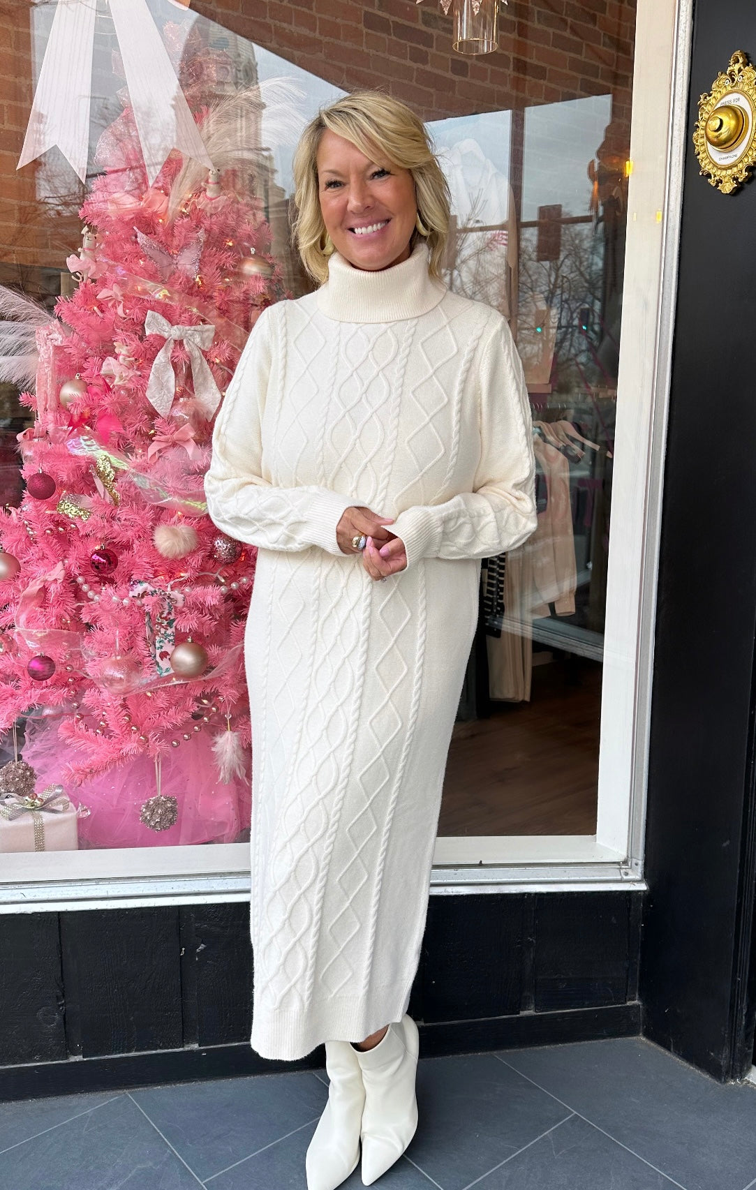 Montreal Midi Dress Cream Cable Knit