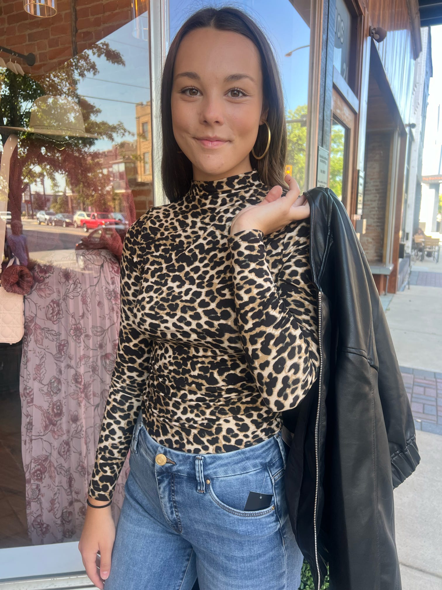 Leopard High Neck Draped Top