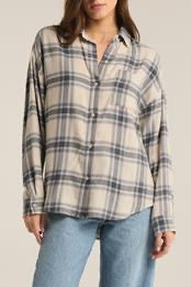 River Plaid Button Up in Thunder Cloud