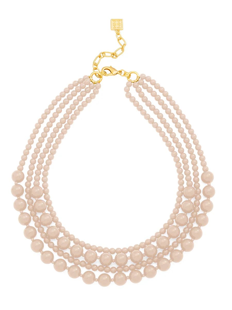Beige Layered Resin Beaded Long Necklace