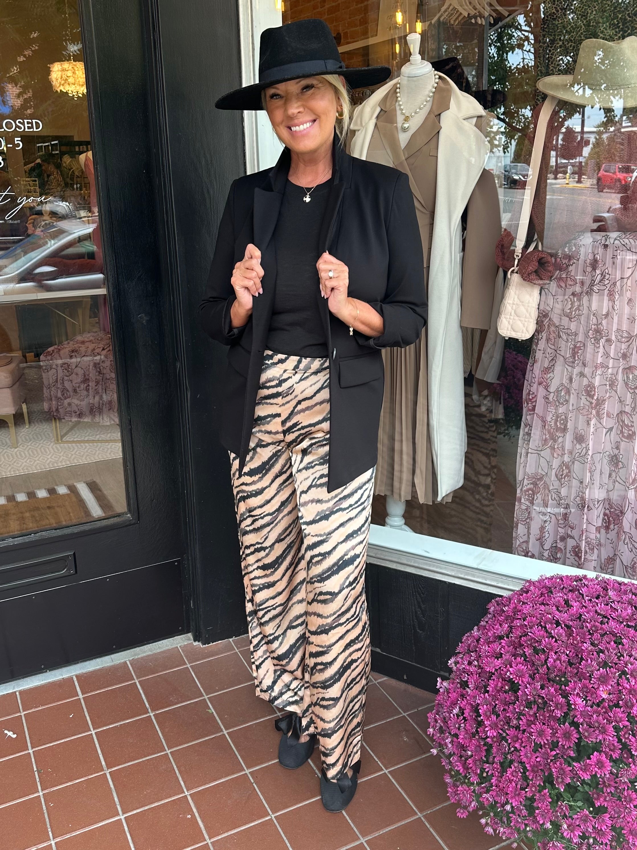 Rue Satin Pant in Tiger Print