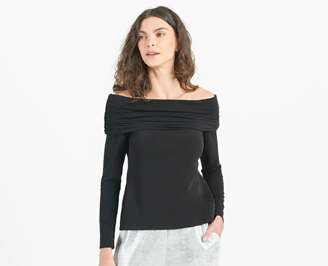 Knit Ruched Off Shoulder Top