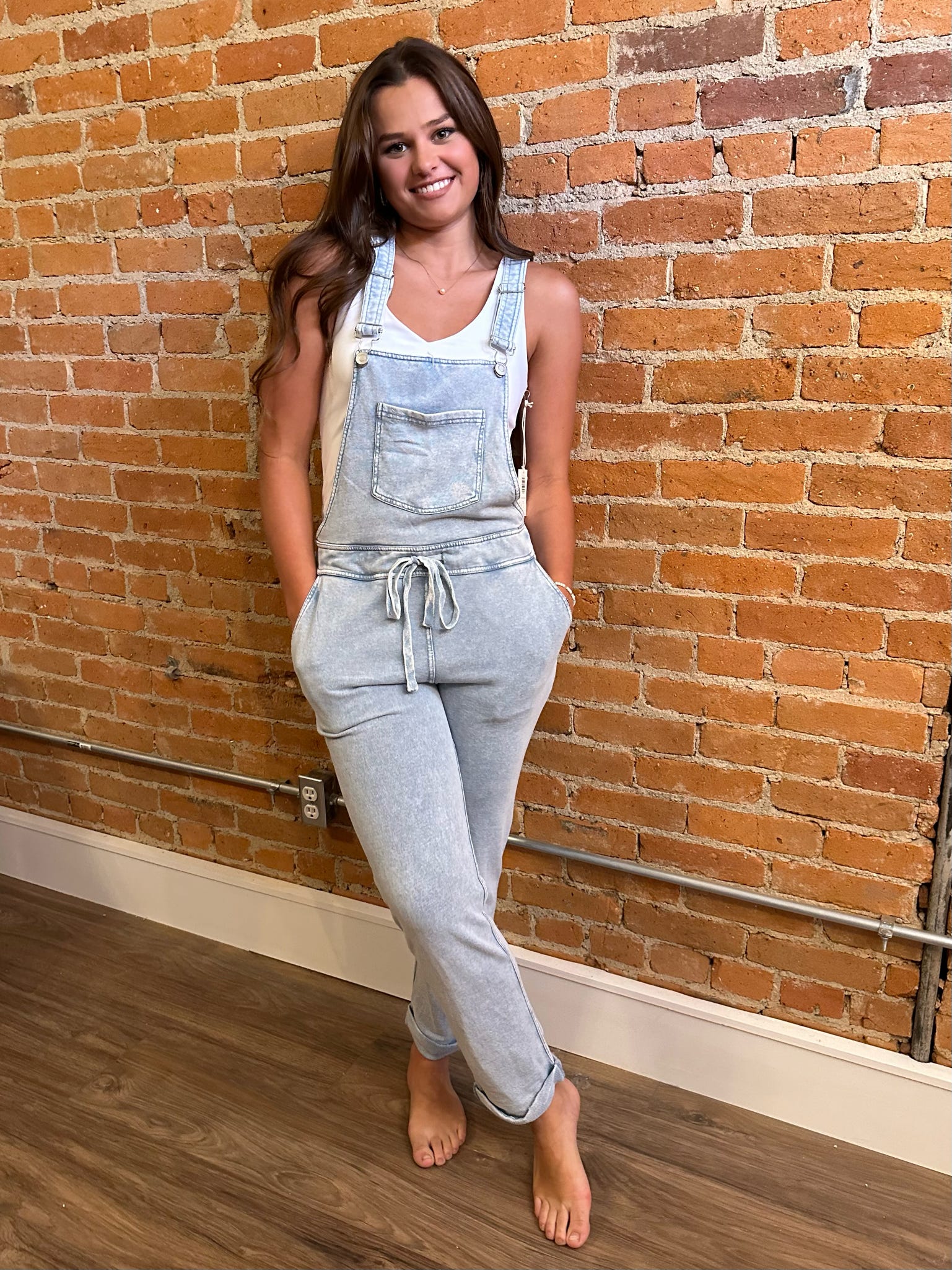 Knit Denim Overalls