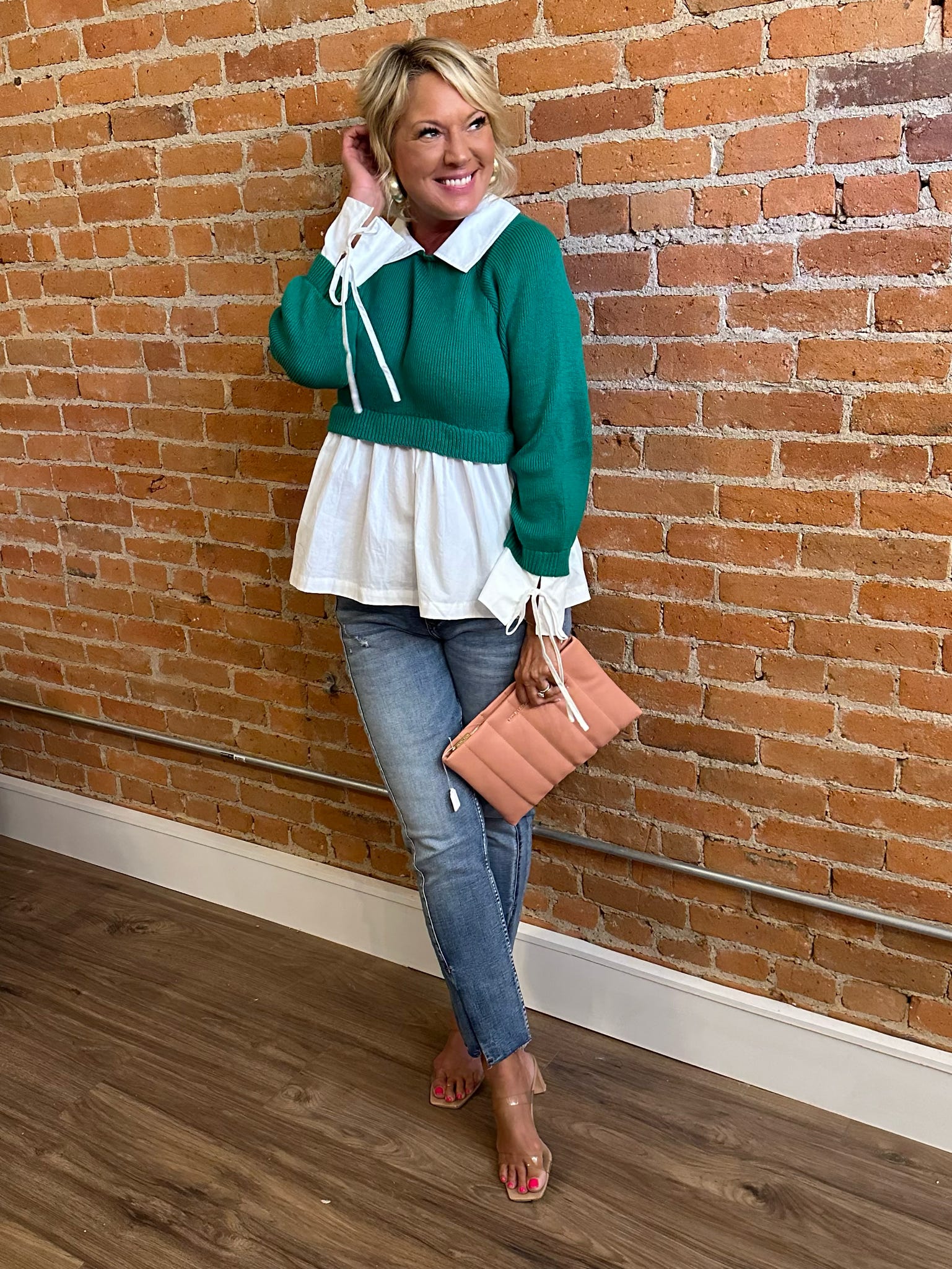 Green Collared Top