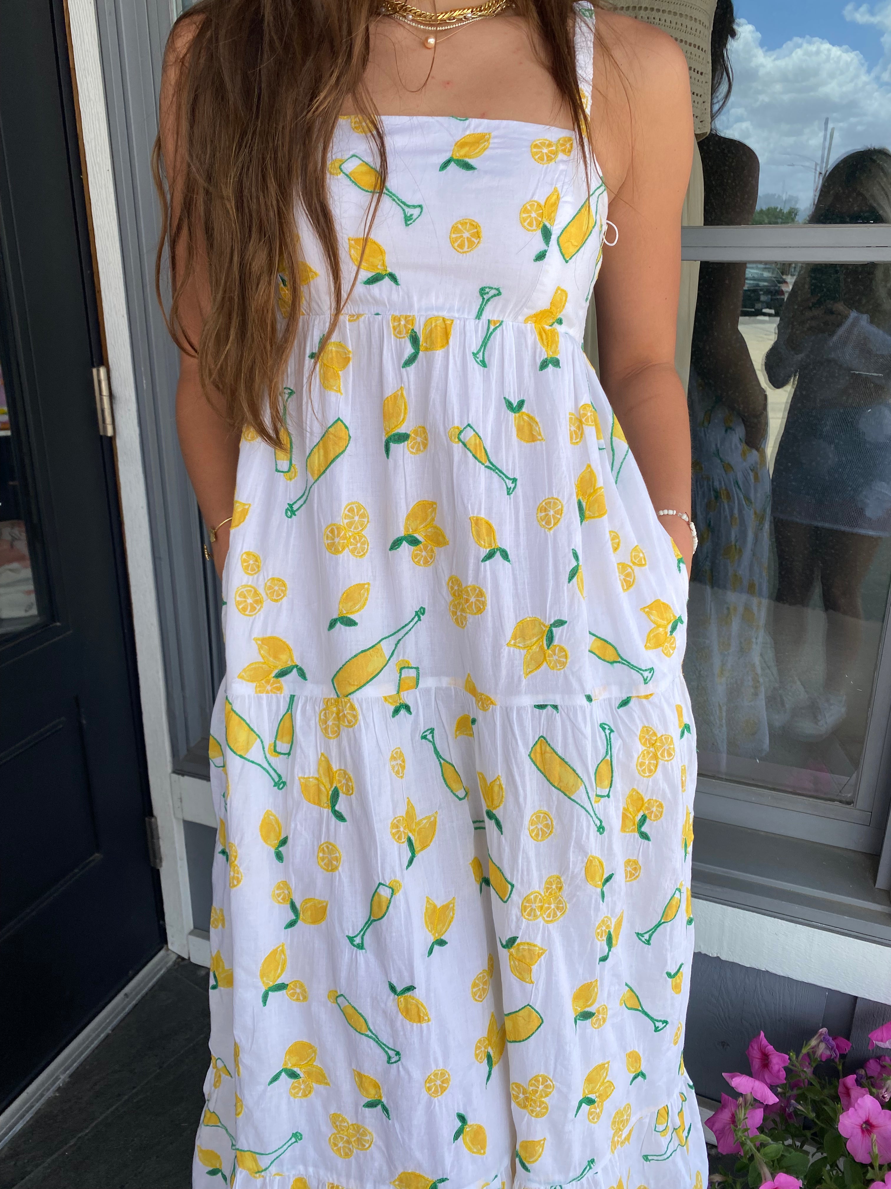 Summer Fling Midi Dress Limoncello Embroidery