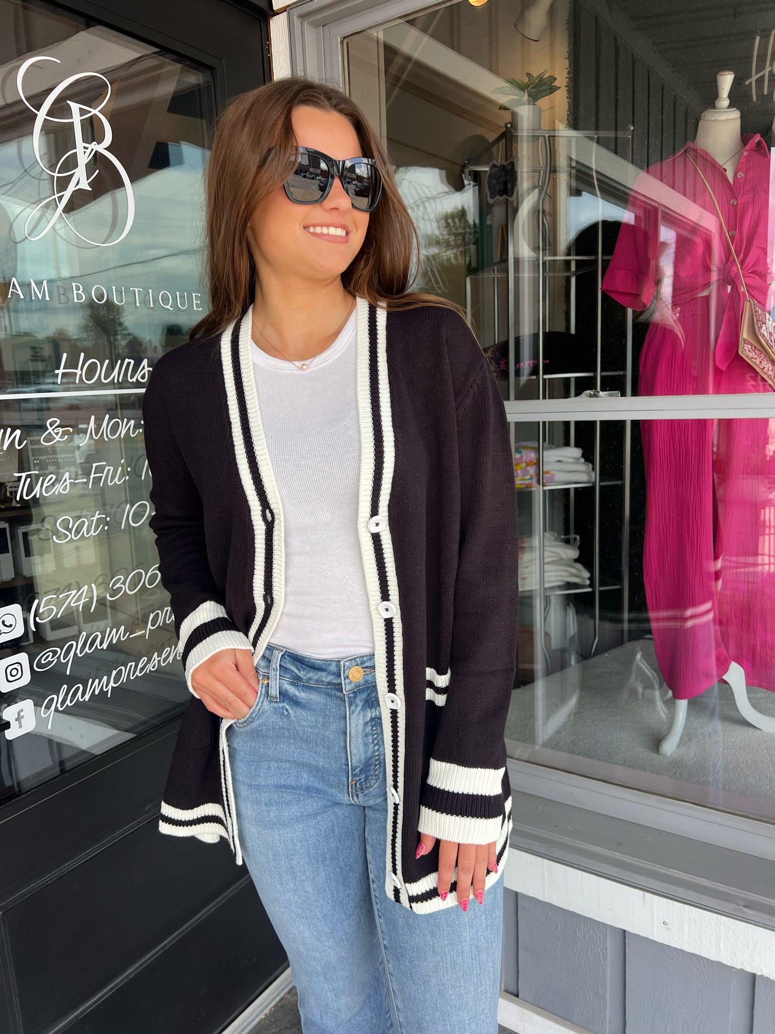 Oversized Varsity Stripe Knit Cardigan