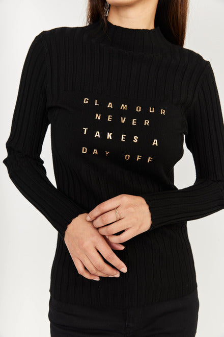 Glamour Never Takes A Day Off Ribbed Top