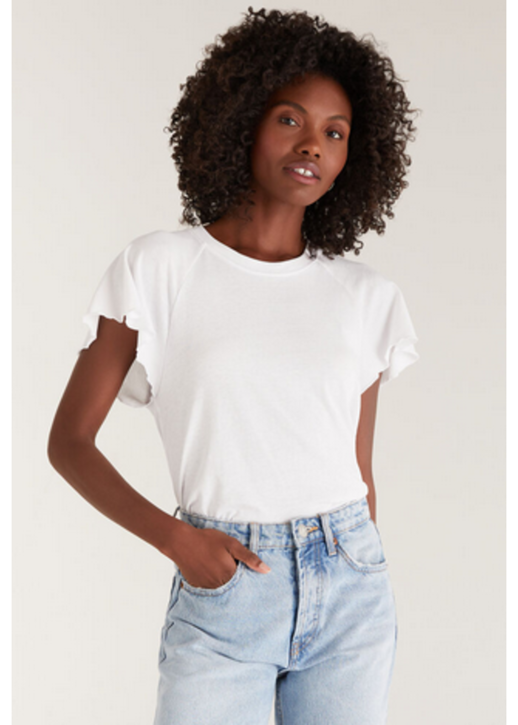 Abby White Flutter Tee