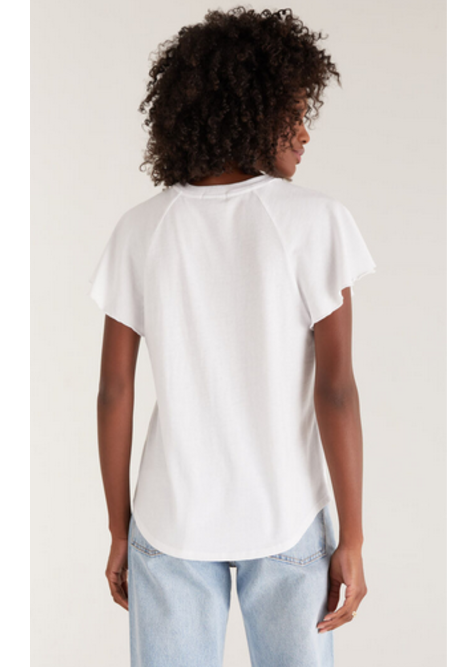 Abby White Flutter Tee