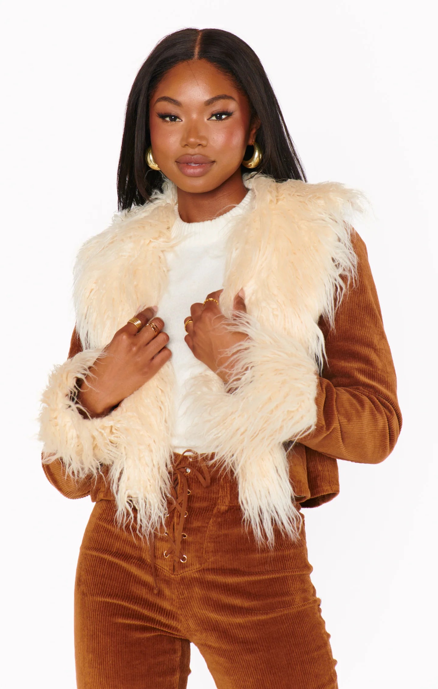 Penny Lane Cropped Faux Fur Coat